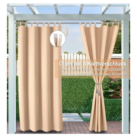 Outdoor Curtain Panel for Patio 50x120inch Beige - Picture 2 of 8